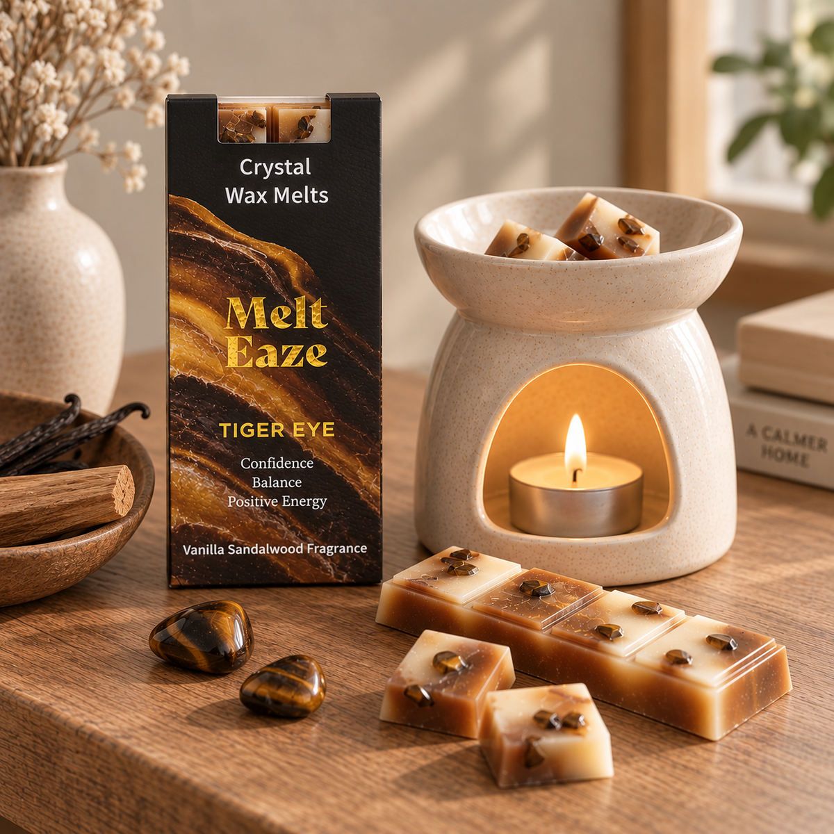 Vanilla Sandalwood & Tiger Eye Crystal Wax Melts