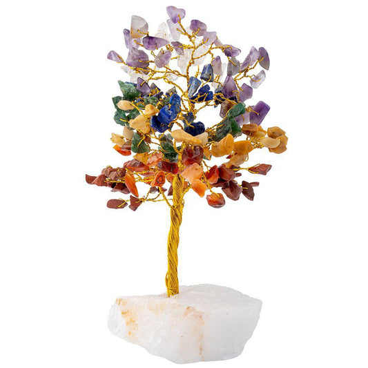 Chakra Gemstone Tree on Milky Quartz Base - Crystal Nest