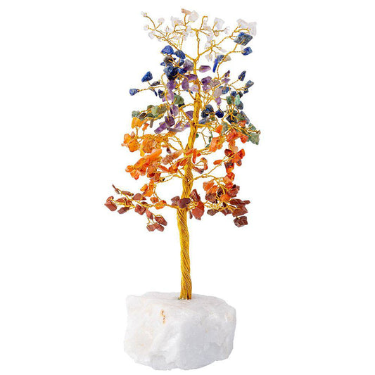 Chakra Gemstone Tree on Milky Quartz Base - Large - Crystal Nest