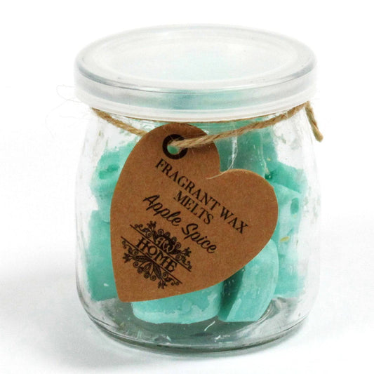 16 x Apple Spice Soy Wax Melt Hearts in Glass Jar - Crystal Nest