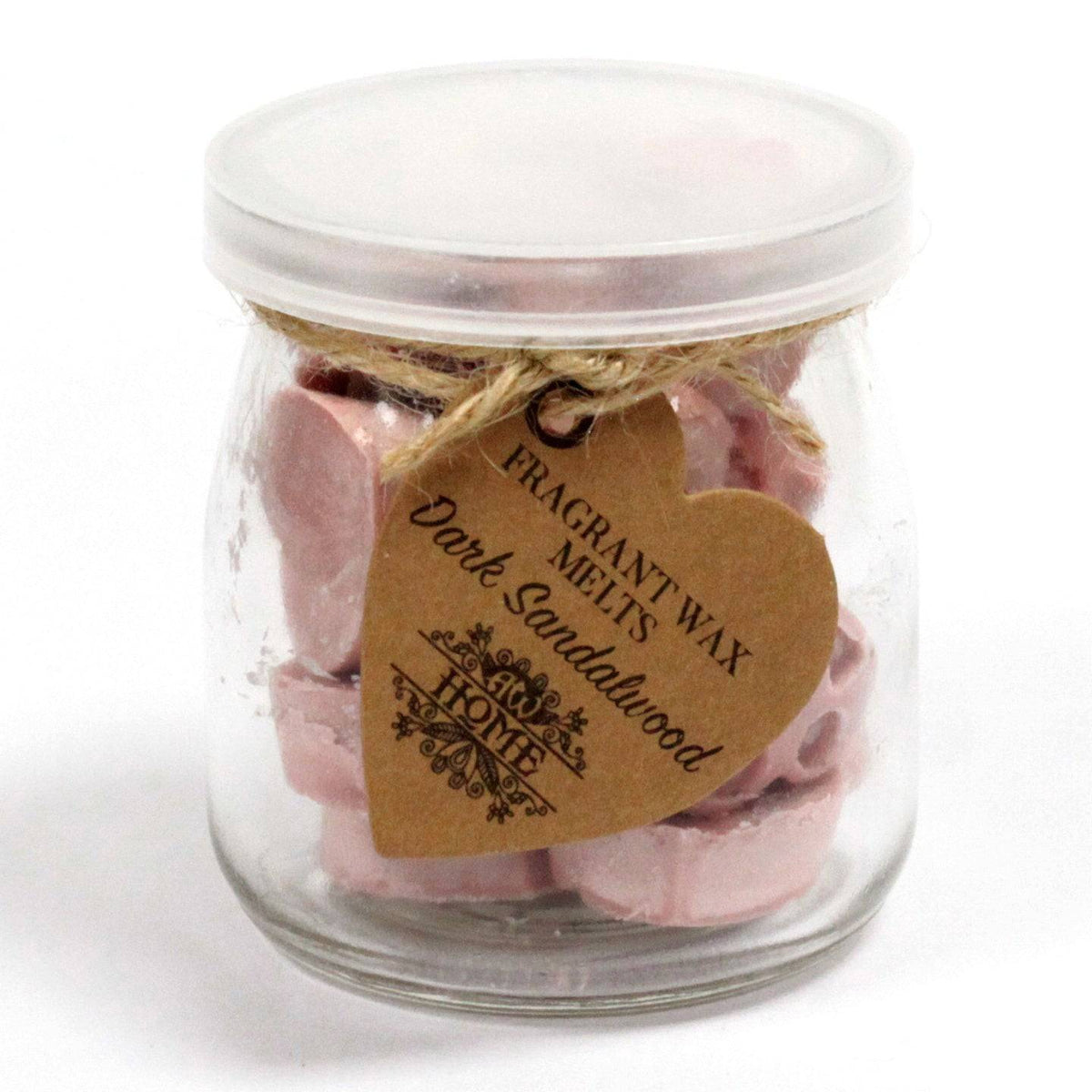 16 x Dark Sandalwood Soy Wax Melt Hearts in Glass Jar - Crystal Nest