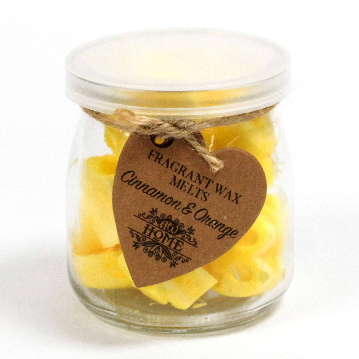 16 x Cinnamon & Orange Soy Wax Melt Hearts in Glass Jar - Crystal Nest