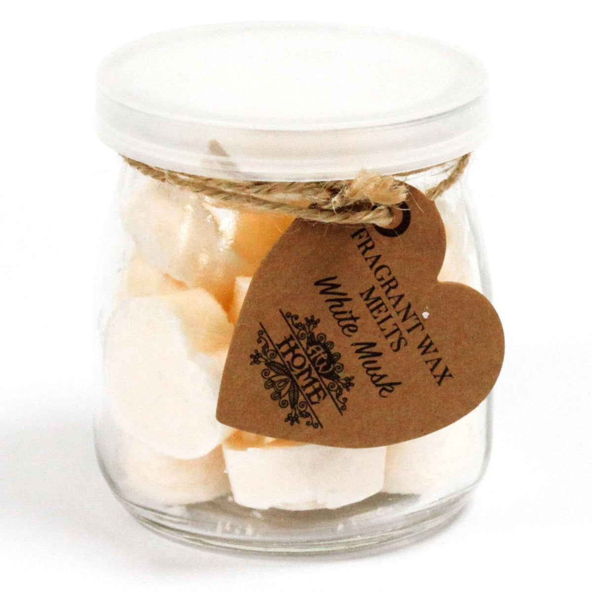 16 x White Musk Soy Wax Melt Hearts in Glass Jar - Crystal Nest
