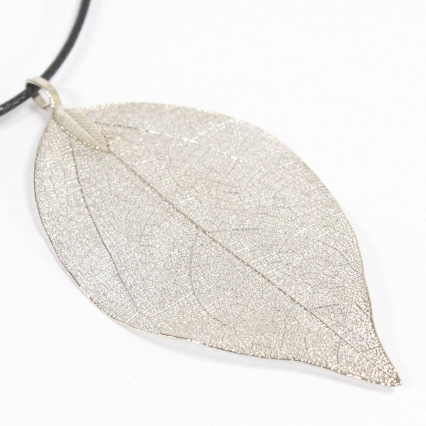 Real Leaf Necklace - Silver - Crystal Nest