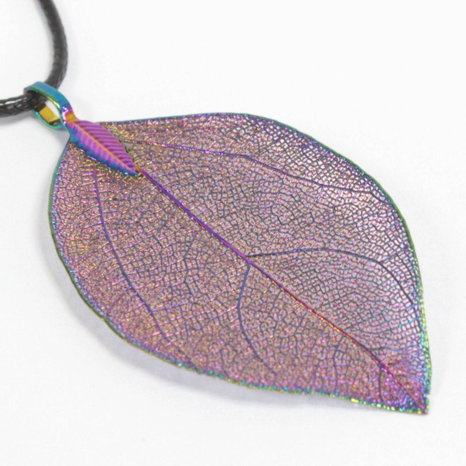 Real Leaf Necklace - Iridescent - Crystal Nest