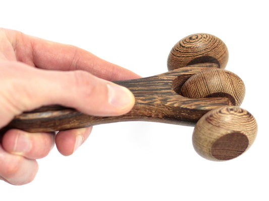 Triple Disc Massage Roller | Handheld Wooden Stress Relief Tool - Crystal Nest