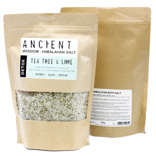 Detoxifying Tea Tree, Lime & Primrose | Himalayan Bath Salt Blend | 500g - Crystal Nest