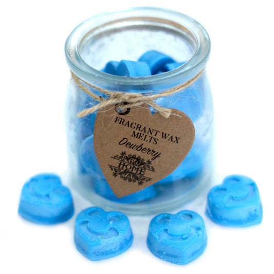 16 x Dewberry Soy Wax Melt Hearts in Glass Jar - Crystal Nest