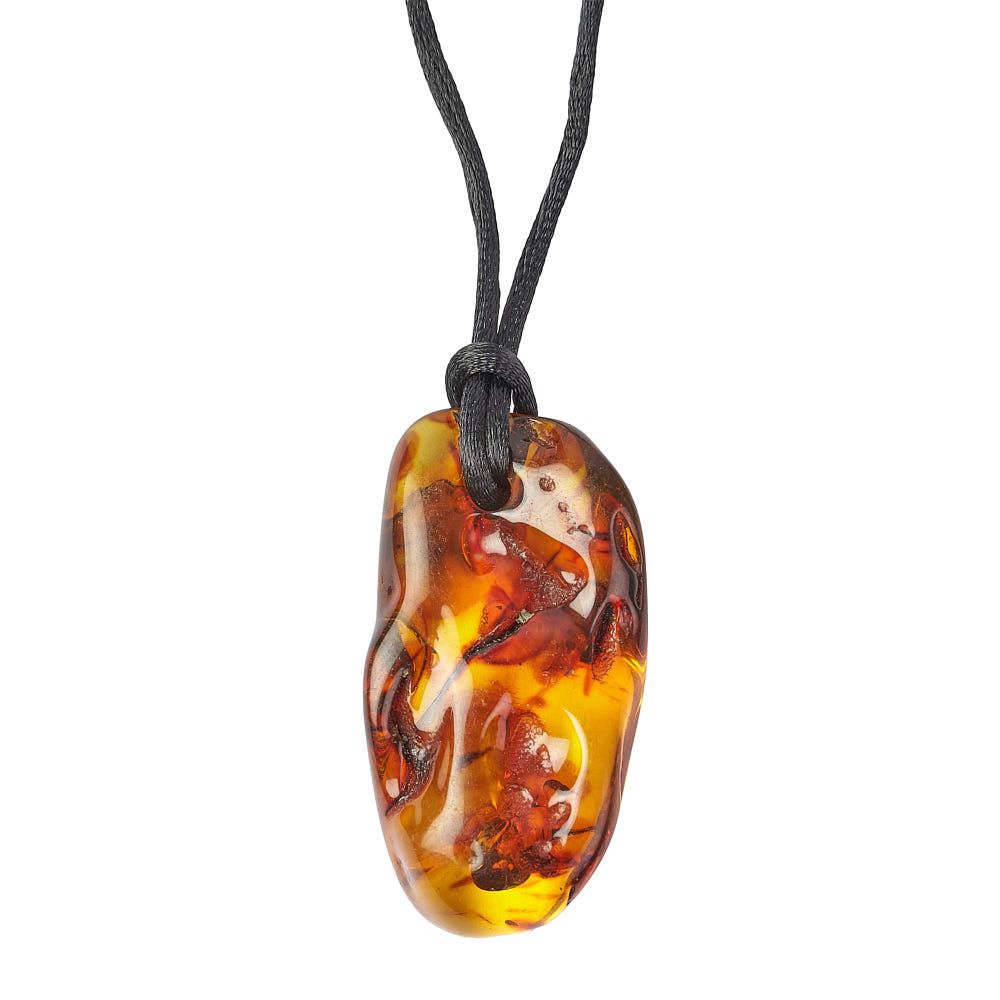 Baltic Amber Necklace | Black Cord - Crystal Nest