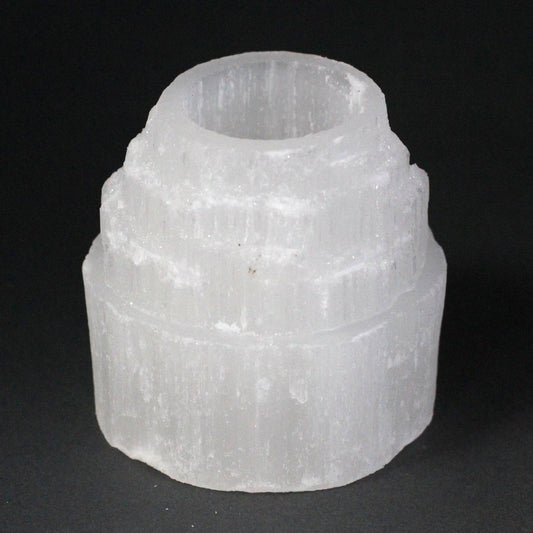 Selenite Mountain Top Candle Holder - Crystal Nest