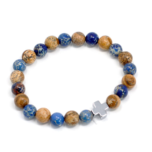 Support Crystal Friendship Bracelets | Sodalite & Picture Jasper | Set of 2 - Crystal Nest