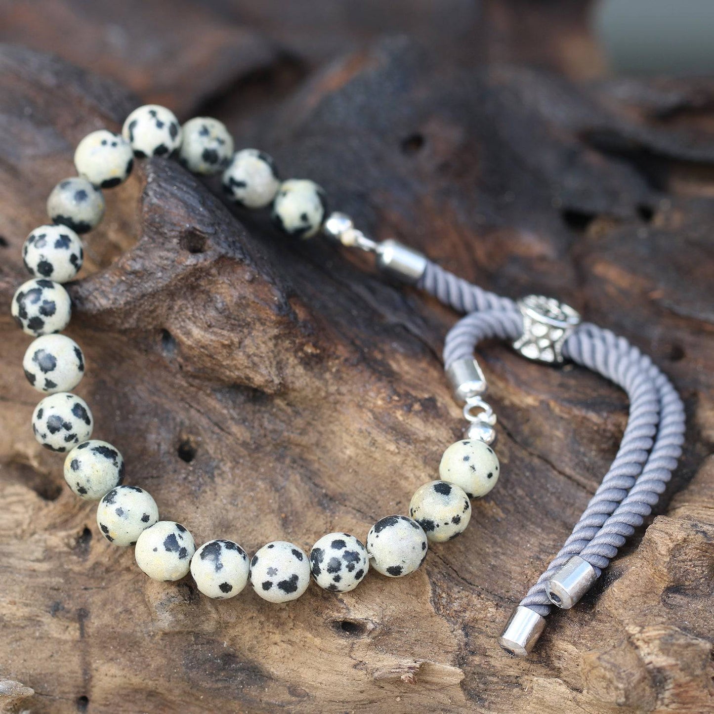 Dalmatian Jasper Rope String Bracelet - Crystal Nest