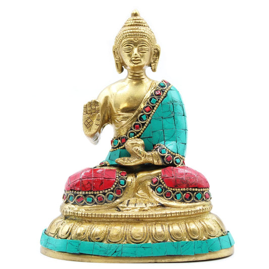 Brass Buddha Statue - Blessing Hand - Crystal Nest