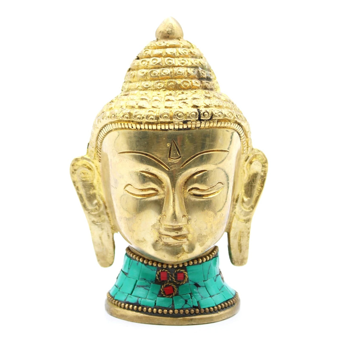 Brass Buddha Head Figure - Large - Crystal Nest