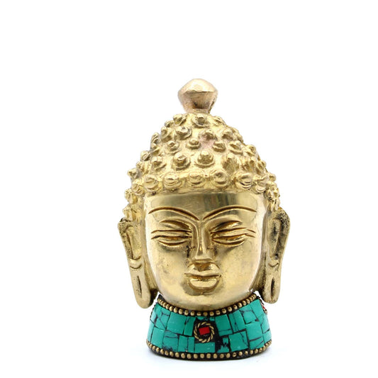 Brass Buddha Head Figure - Medium - Crystal Nest