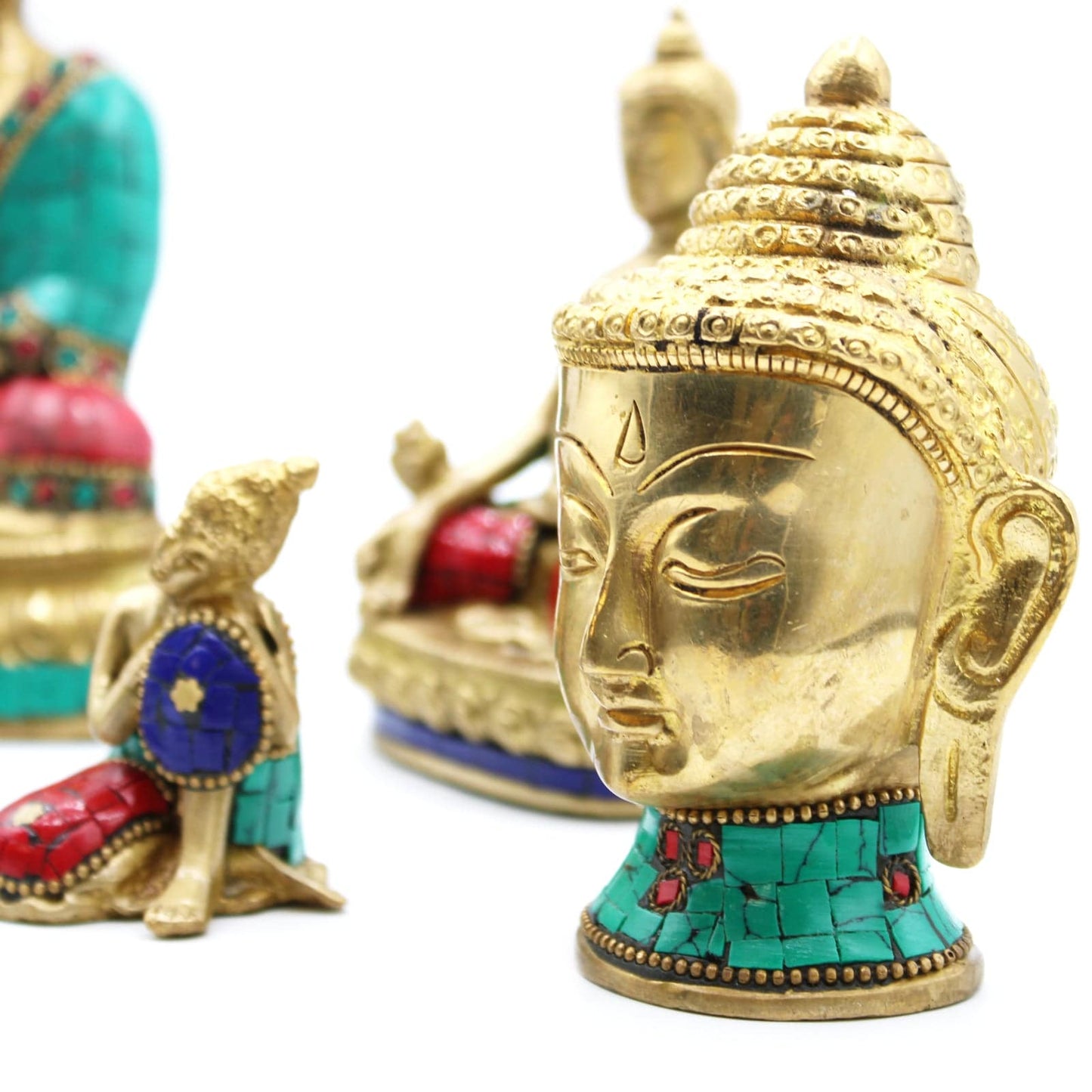 Brass Buddha Head Figure - Medium - Crystal Nest