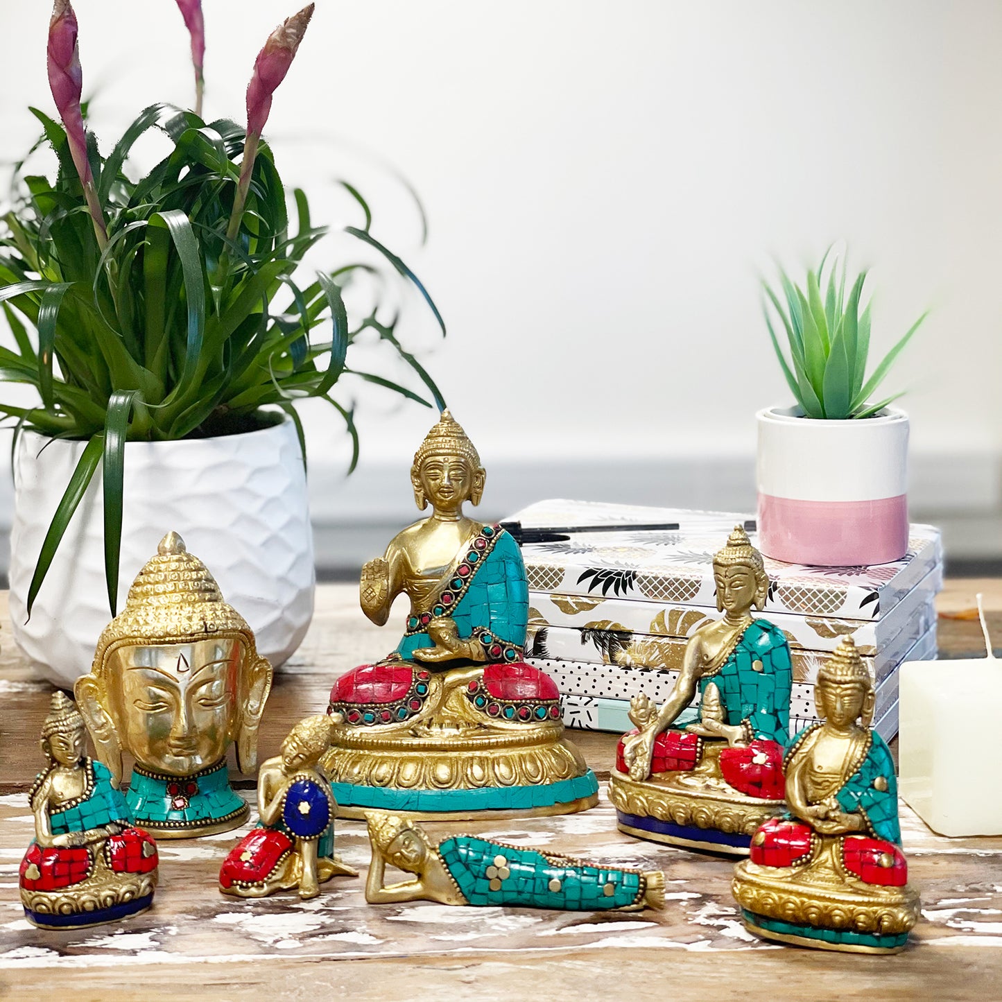 Brass Buddha Statue - Blessing Hand - Crystal Nest