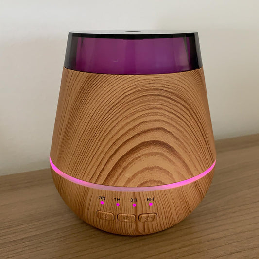 Tranquil Glow | Wood-Effect Ultrasonic Aroma Diffuser & Humidifier - Crystal Nest