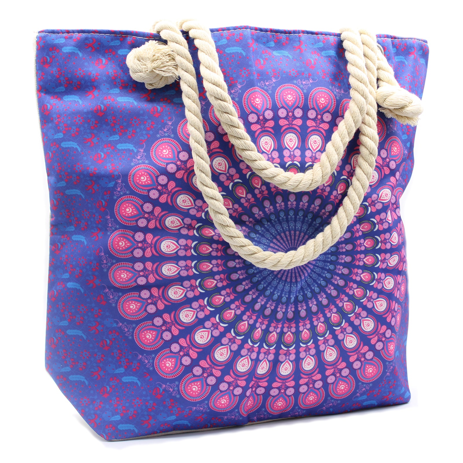 Boho Mandala Rope Handle Tote Bag | Beach, Travel & Shopping Bag - Crystal Nest