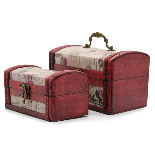 Vintage Rose Letter Treasure Chest Storage Boxes | Set of 2