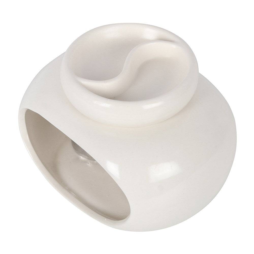 Off-White Yin Yang Ceramic Oil Burner - Crystal Nest
