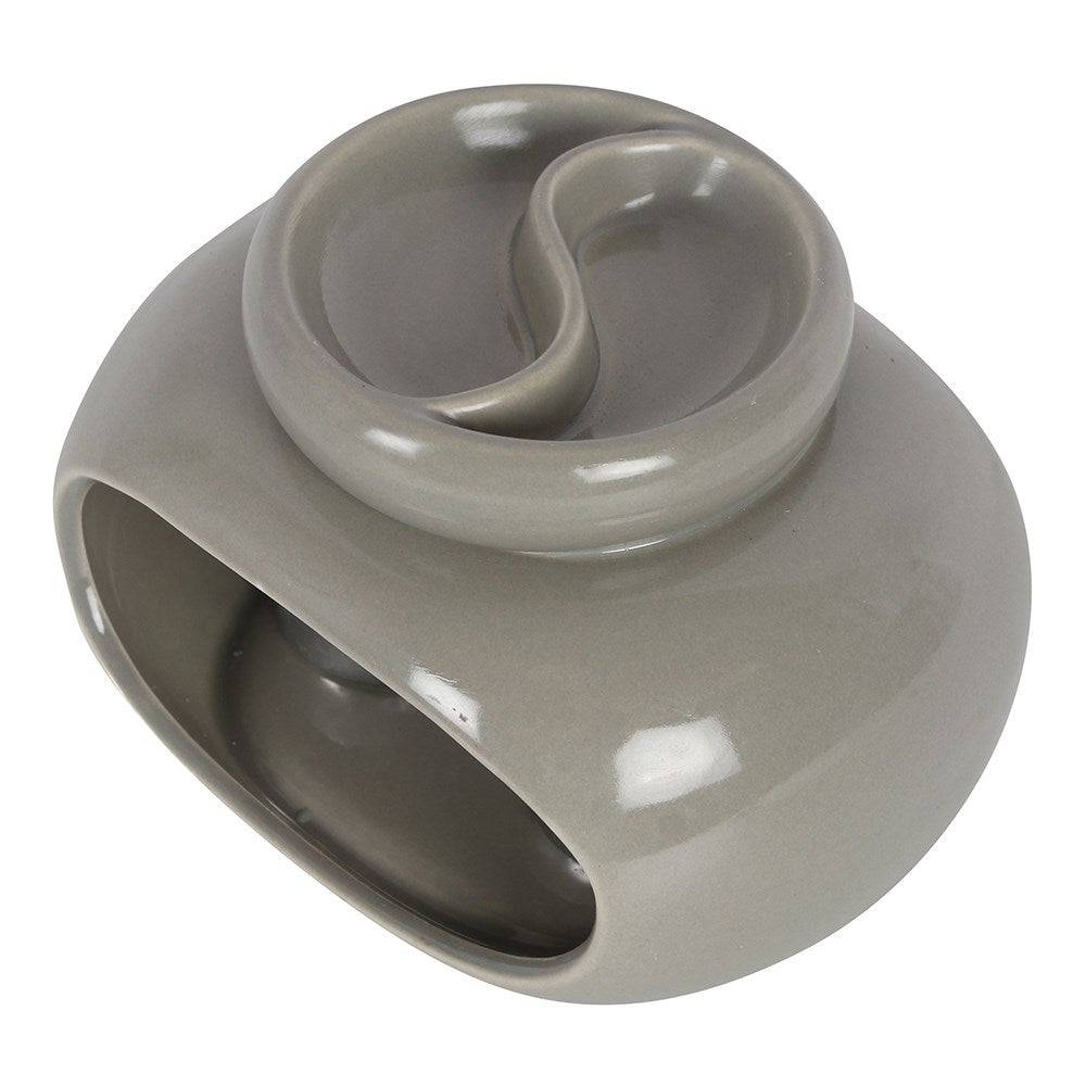 Grey Yin Yang Ceramic Oil Burner - Crystal Nest