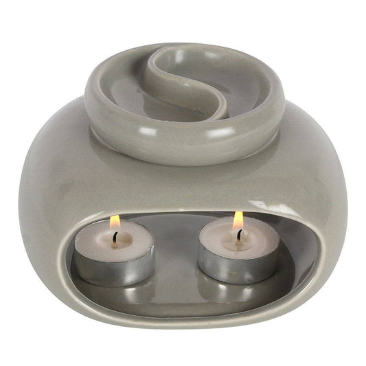 Grey Yin Yang Ceramic Oil Burner - Crystal Nest