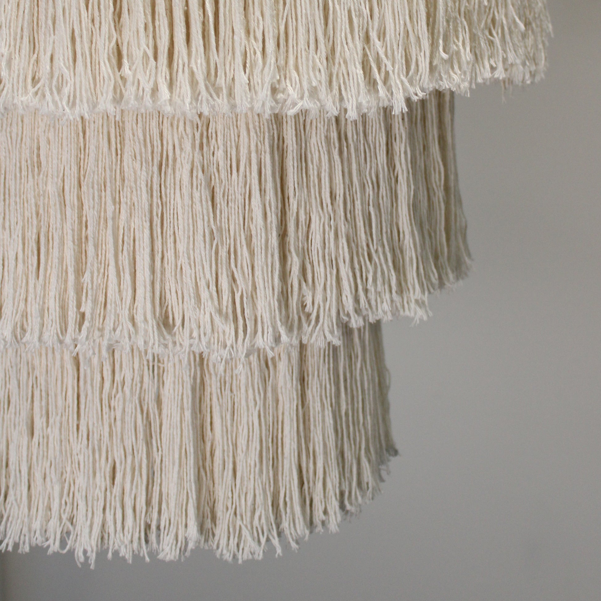 Cream 3-Tier Macrame Boho Chandelier Shade - Crystal Nest