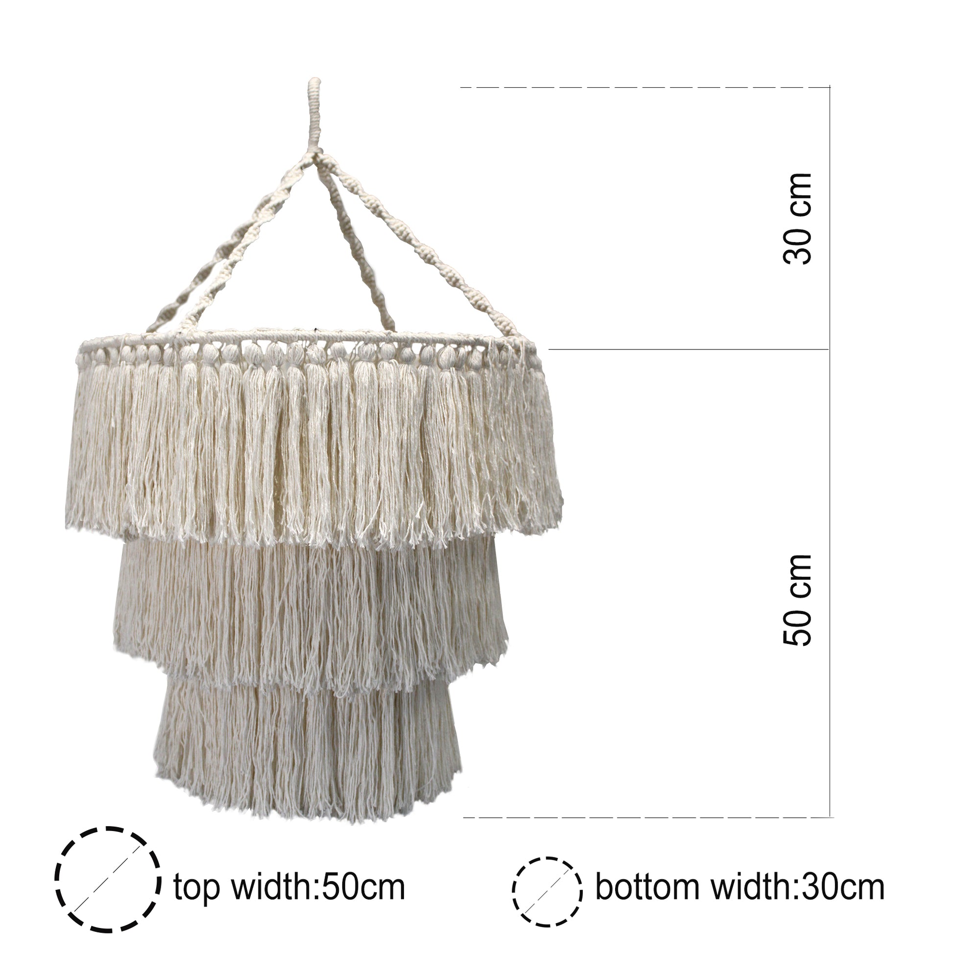 Cream 3-Tier Macrame Boho Chandelier Shade - Crystal Nest