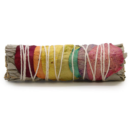 Smudge Stick - 7 Chakras Rose Petals Sage - Crystal Nest