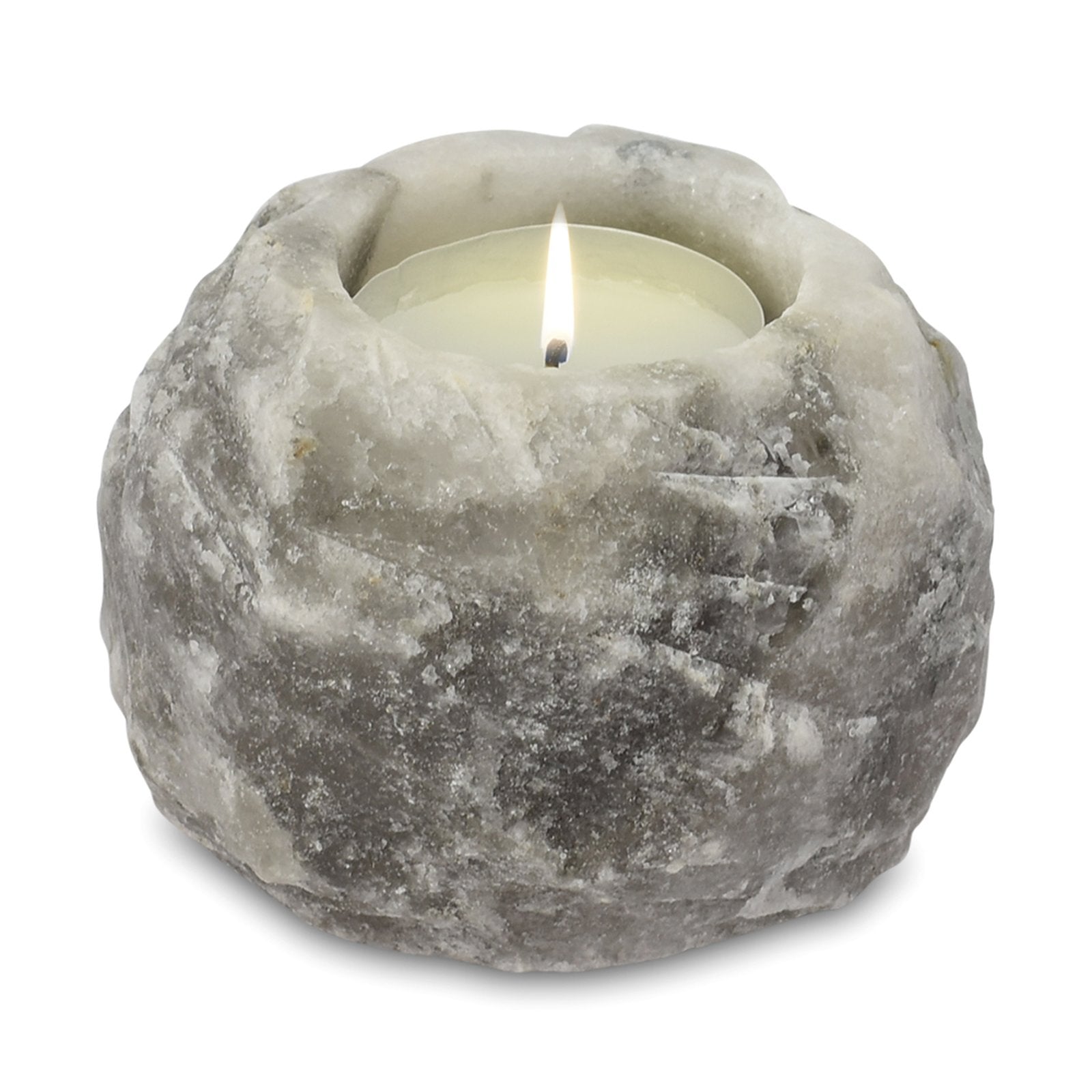 Grey Himalayan Salt Candle Holder | Natural Air Purifier & Mood Lighting - Crystal Nest