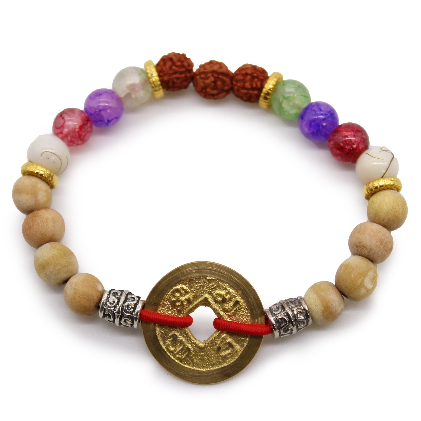 Tri Hita Karana Believe Bangle | Sandalwood, Rudraksha & Crystal Bead Bracelet in Gift Box - Crystal Nest