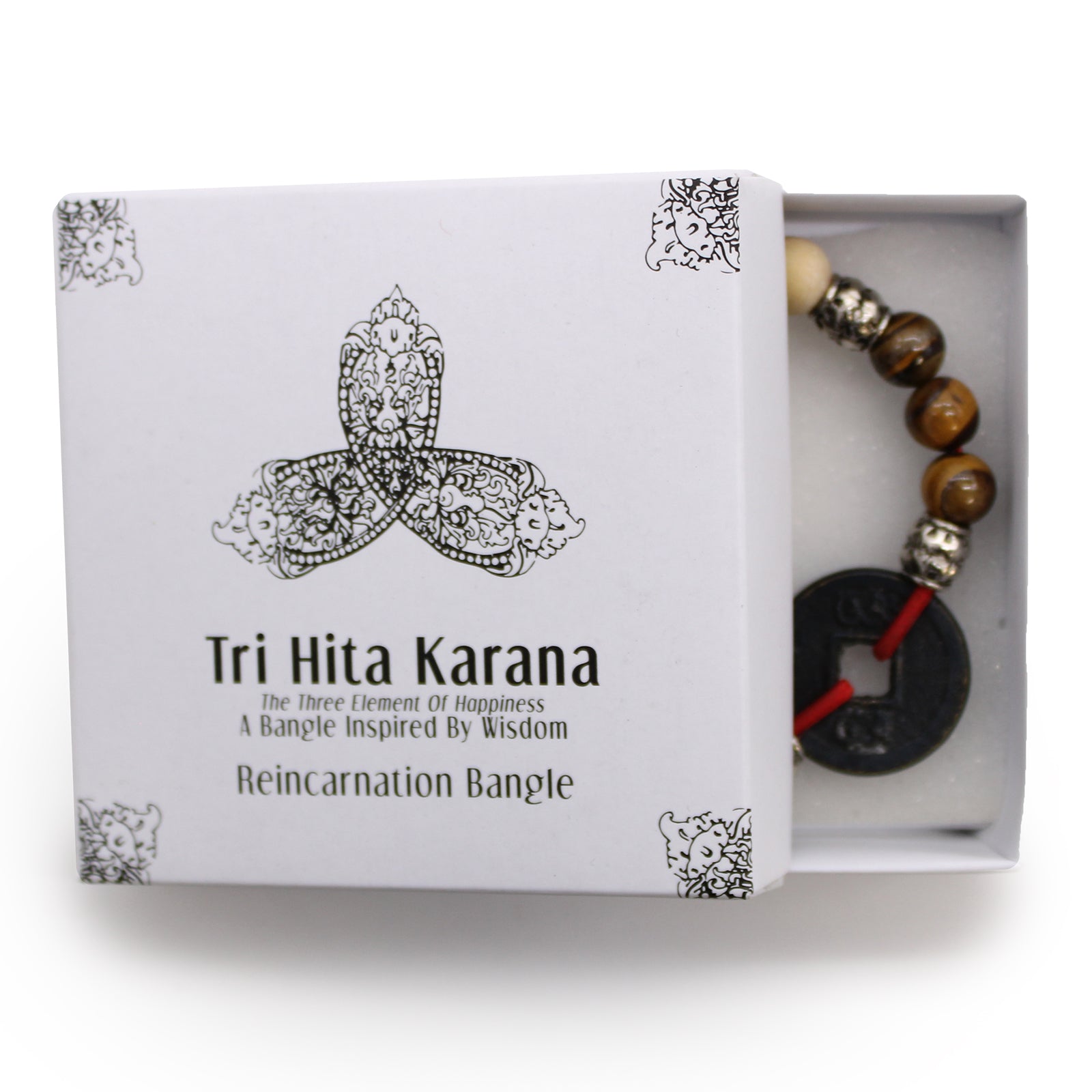 Tri Hita Karana Reincarnation Bangle | Sandalwood, Sodalite & Tiger Eye in Gift Box - Crystal Nest