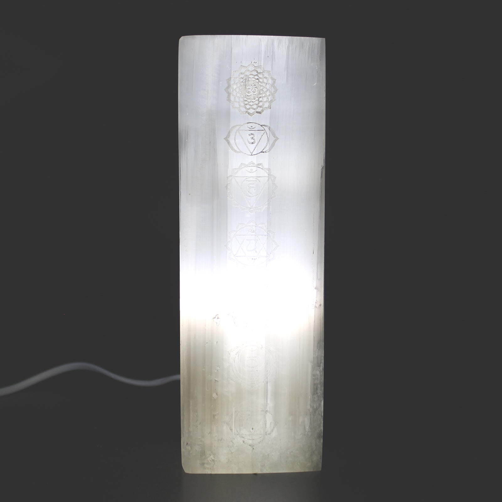 Chakra Selenite Lamp | Energy Balance & Positive Vibes Light | 25cm - Crystal Nest