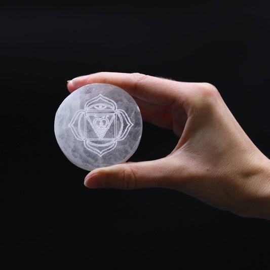 Chakra Selenite Charging Plates - Set of 7 - Crystal Nest