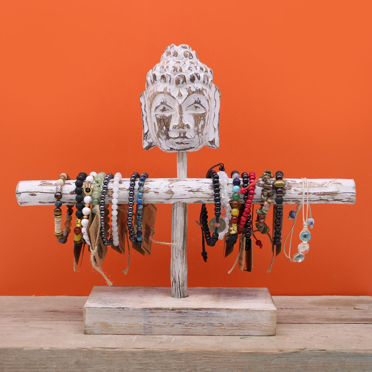Whitewash Buddha Branch Jewellery Stand - Crystal Nest
