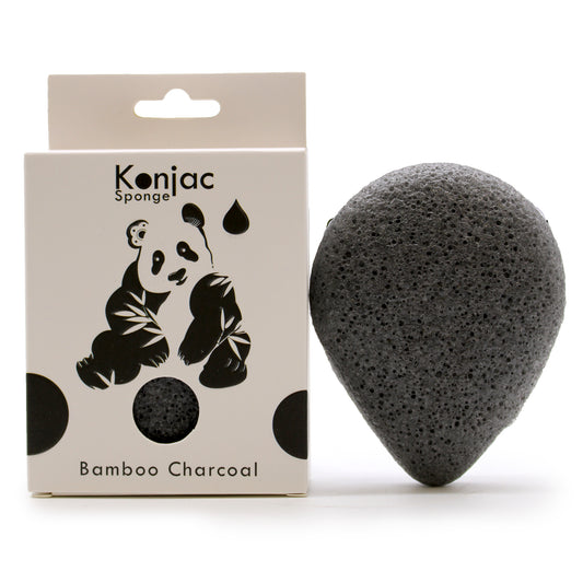 Teardrop Konjac Sponge – Bamboo Charcoal | Anti-Bacterial Cleanse for Acne-Prone Skin - Crystal Nest