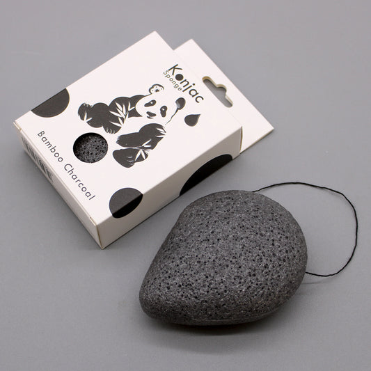 Teardrop Konjac Sponge – Bamboo Charcoal | Anti-Bacterial Cleanse for Acne-Prone Skin - Crystal Nest