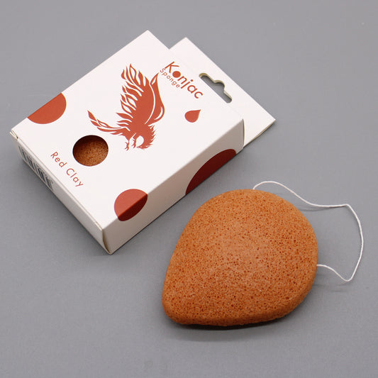 Teardrop Konjac Sponge – Red Clay | Rejuvenating Cleanse for Glowing Skin - Crystal Nest