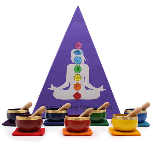 Chakra Pyramid Singing Bowl Gift Set - Crystal Nest