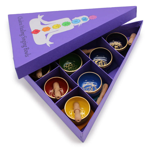 Chakra Pyramid Singing Bowl Gift Set - Crystal Nest