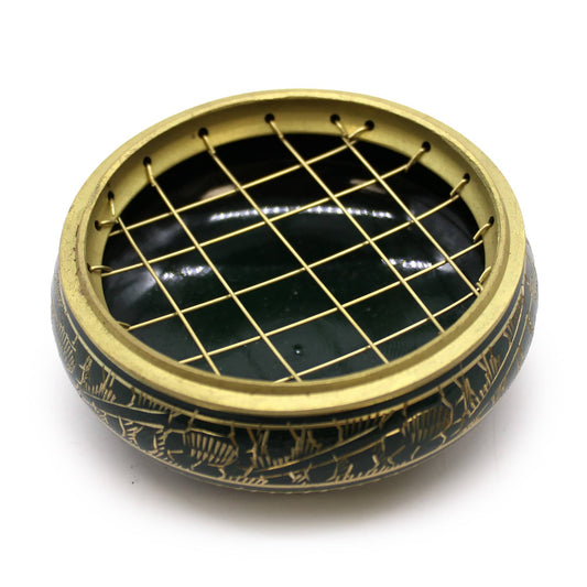 Heart Chakra Dark Green Charcoal Incense Burner Jar - Crystal Nest