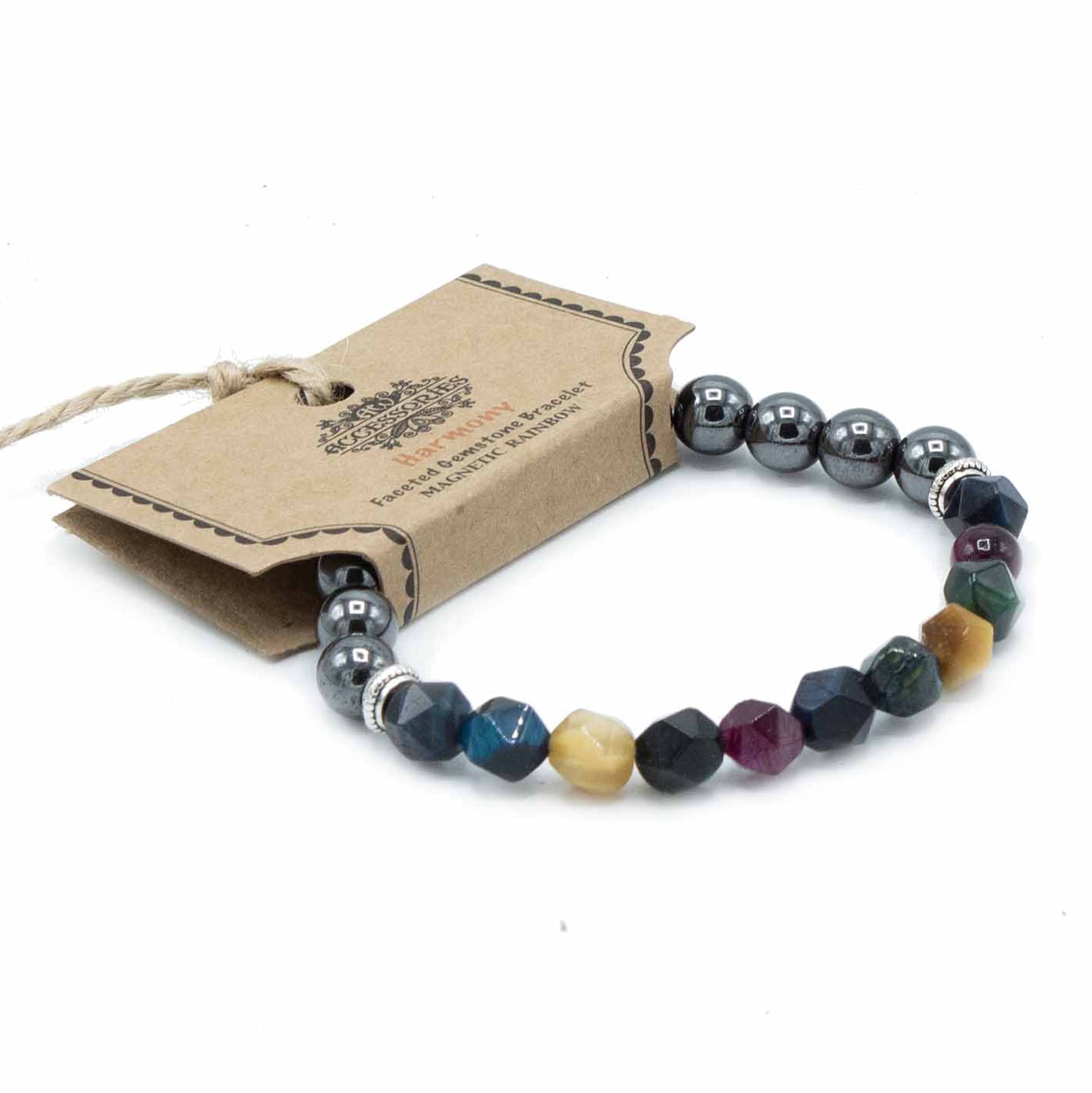 Magnetic Rainbow Faceted Gemstone Bracelet - Crystal Nest