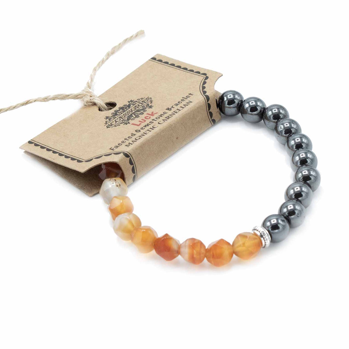 Magnetic Carnelian Faceted Gemstone Bracelet