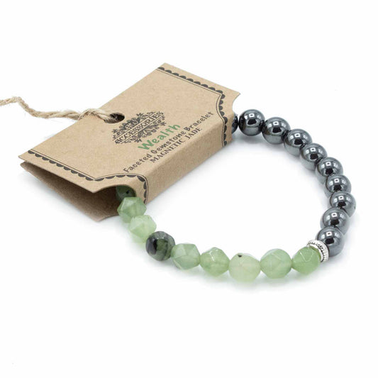 Magnetic Jade Faceted Gemstone Bracelet - Crystal Nest