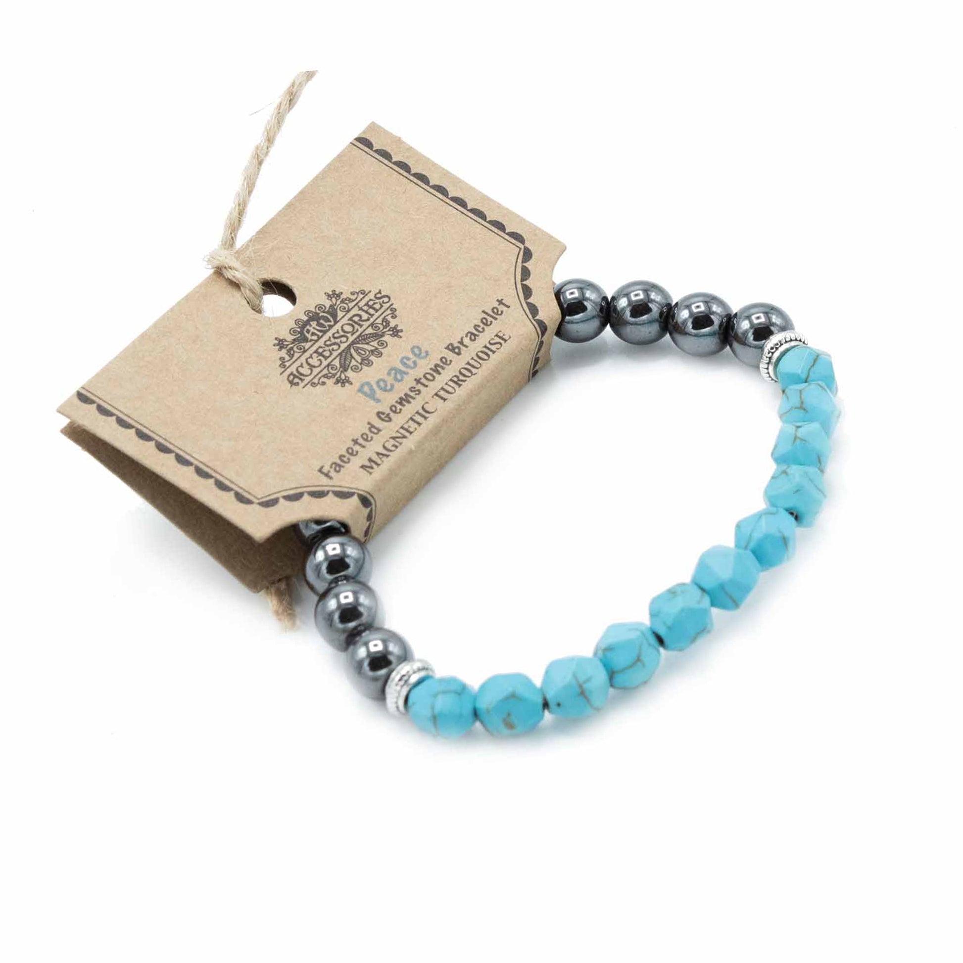 Magnetic Turquoise Howlite Faceted Gemstone Bracelet - Crystal Nest