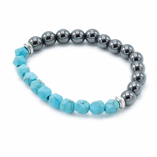 Magnetic Turquoise Howlite Faceted Gemstone Bracelet - Crystal Nest