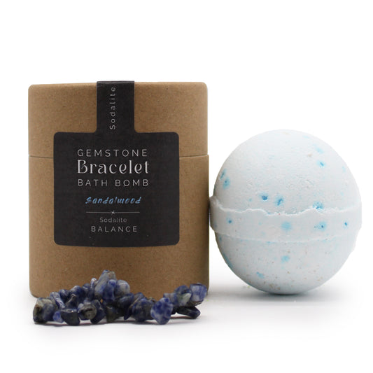 Sodalite Gemstone Bracelet Bath Bomb | Sandalwood - Crystal Nest