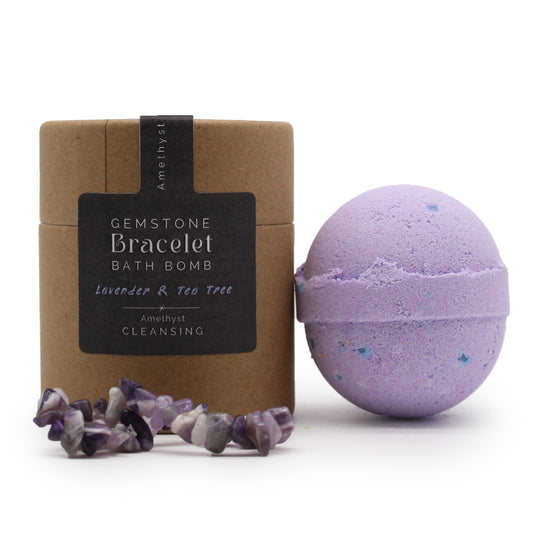 Amethyst Gemstone Bracelet Bath Bomb | Lavender & Tea Tree - Crystal Nest