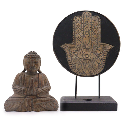 Buddha Feng Shui Set - Hamsa - Grey - Crystal Nest